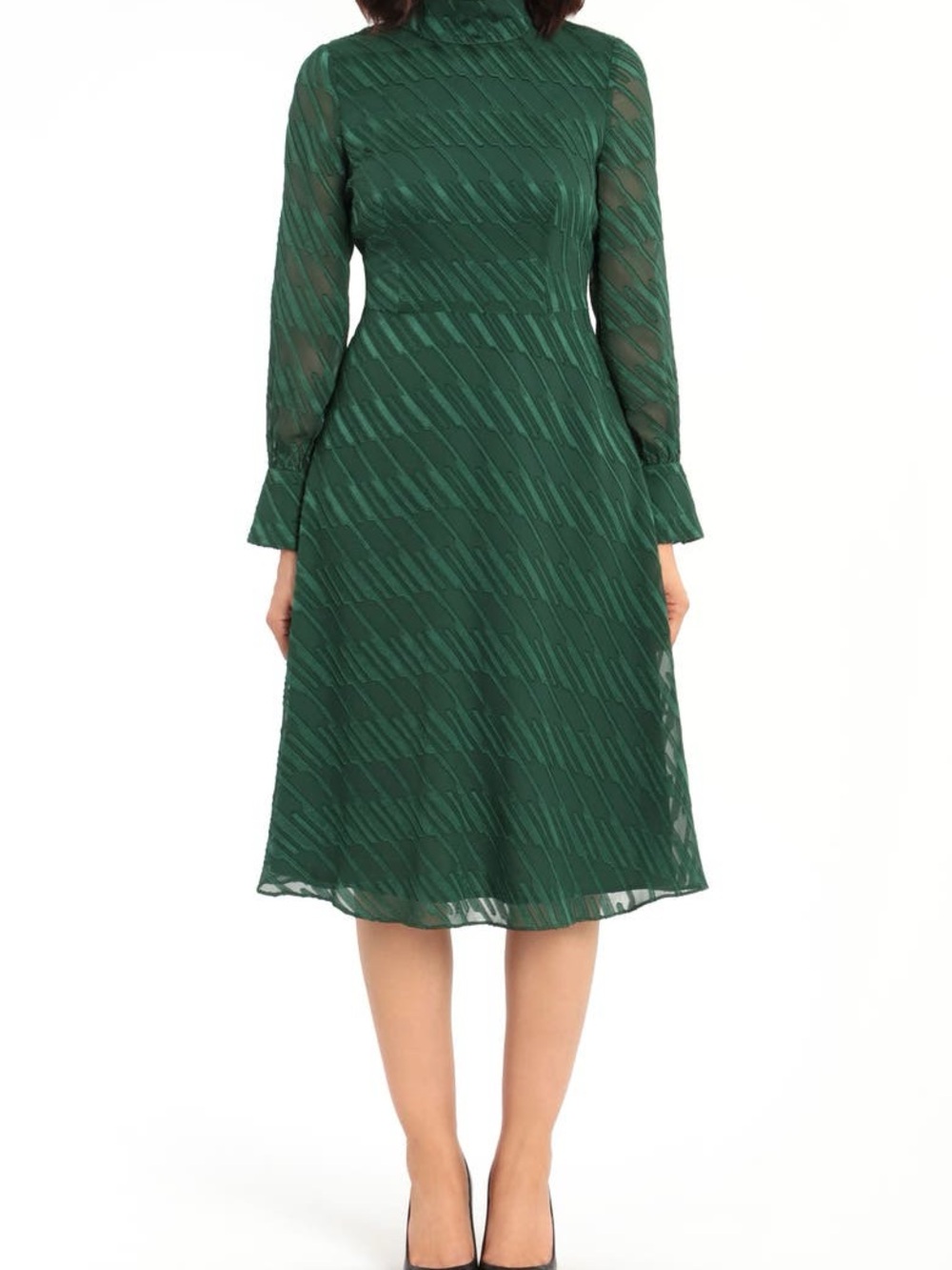 Maggy London Emerald Green Textured Midi Dress